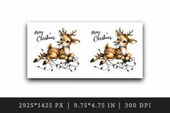 Watercolor cute reindeer lights Merry Christmas quote New Year winter print 20 oz tumbler skinny mug wrap clipart t-shirt sublimation printable design