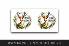 Watercolor cute reindeer lights Merry Christmas quote New Year winter print 20 oz tumbler skinny mug wrap clipart t-shirt sublimation printable design