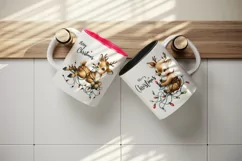 Watercolor cute reindeer lights Merry Christmas quote New Year winter print 20 oz tumbler skinny mug wrap clipart t-shirt sublimation printable design