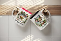 Watercolor cute reindeer lights quote Merry Christmas New Year winter print 20 oz tumbler skinny mug wrap clipart t-shirt sublimation printable design