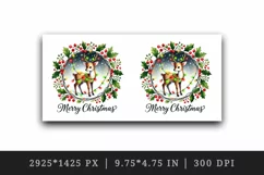 Watercolor cute reindeer lights quote Merry Christmas New Year winter print 20 oz tumbler skinny mug wrap clipart t-shirt sublimation printable design