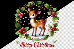 Watercolor cute reindeer lights quote Merry Christmas New Year winter print 20 oz tumbler skinny mug wrap clipart t-shirt sublimation printable design