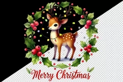 Watercolor cute reindeer lights quote Merry Christmas New Year winter print 20 oz tumbler skinny mug wrap clipart t-shirt sublimation printable design