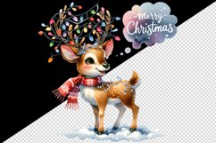 Watercolor cute reindeer lights tangled antlers Merry Christmas quote print 20 oz tumbler skinny mug wrap clipart t-shirt sublimation printable design