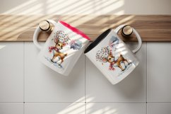 Watercolor cute reindeer lights tangled antlers Merry Christmas quote print 20 oz tumbler skinny mug wrap clipart t-shirt sublimation printable design