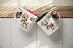 Watercolor cute reindeer lights tangled antlers Merry Christmas quote print 20 oz tumbler skinny mug wrap clipart t-shirt sublimation printable design
