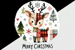 Watercolor cute reindeer patchwork Merry Christmas quote New Year winter print tumbler skinny mug wrap clipart t-shirt sublimation printable design
