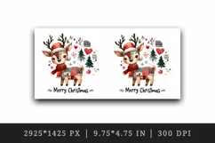Watercolor cute reindeer patchwork Merry Christmas quote New Year winter print tumbler skinny mug wrap clipart t-shirt sublimation printable design