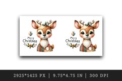 Watercolor cute reindeer patchwork round format Merry Christmas quote print 20 oz tumbler skinny mug wrap clipart t-shirt sublimation printable design