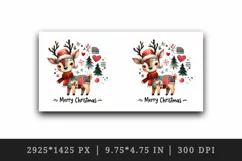 Watercolor cute reindeer patchwork round format Merry Christmas quote print 20 oz tumbler skinny mug wrap clipart t-shirt sublimation printable design