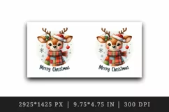 Watercolor cute reindeer patchwork round format Merry Christmas quote print 20 oz tumbler skinny mug wrap clipart t-shirt sublimation printable design