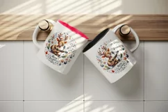 Watercolor cute reindeer playing guitar musical Merry Christmas quote print 20 oz tumbler skinny mug wrap clipart t-shirt sublimation printable design