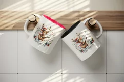 Watercolor cute reindeer playing guitar musical Merry Christmas quote print 20 oz tumbler skinny mug wrap clipart t-shirt sublimation printable design