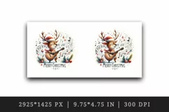 Watercolor cute reindeer playing guitar musical Merry Christmas quote print 20 oz tumbler skinny mug wrap clipart t-shirt sublimation printable design