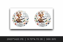 Watercolor cute reindeer playing guitar musical Merry Christmas quote print 20 oz tumbler skinny mug wrap clipart t-shirt sublimation printable design