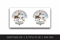 Watercolor cute reindeer playing with puppy snow Merry Christmas quote print 20oz tumbler skinny mug wrap clipart t-shirt sublimation printable design