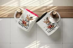 Watercolor cute reindeer reading book cozy sweater Merry Christmas quote print tumbler skinny mug wrap clipart t-shirt sublimation printable design