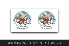 Watercolor cute reindeer sack gifts snowflakes Merry Christmas quote print 20 oz tumbler skinny mug wrap clipart t-shirt sublimation printable design