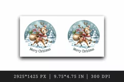 Watercolor cute reindeer sack gifts snowflakes Merry Christmas quote print 20 oz tumbler skinny mug wrap clipart t-shirt sublimation printable design