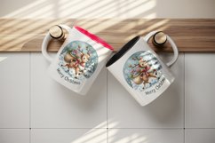 Watercolor cute reindeer sack gifts snowflakes Merry Christmas quote print 20 oz tumbler skinny mug wrap clipart t-shirt sublimation printable design