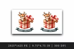 Watercolor cute reindeer Santa hat Merry Christmas quote New Year winter print tumbler skinny mug wrap clipart t-shirt sublimation printable design