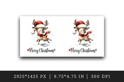 Watercolor cute reindeer Santa hat Merry Christmas quote New Year winter print tumbler skinny mug wrap clipart t-shirt sublimation printable design