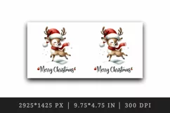 Watercolor cute reindeer Santa hat Merry Christmas quote New Year winter print tumbler skinny mug wrap clipart t-shirt sublimation printable design