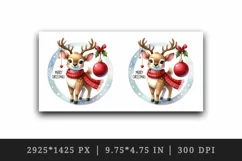 Watercolor cute reindeer Santa hat Merry Christmas quote New Year winter print tumbler skinny mug wrap clipart t-shirt sublimation printable design