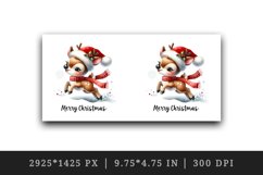 Watercolor cute reindeer Santa hat scarf snow Merry Christmas quote print 20 oz tumbler skinny mug wrap clipart t-shirt sublimation printable design