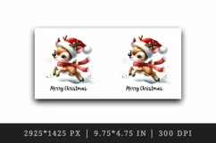 Watercolor cute reindeer Santa hat scarf snow Merry Christmas quote print 20 oz tumbler skinny mug wrap clipart t-shirt sublimation printable design