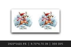 Watercolor cute reindeer Santa hat scarf snow Merry Christmas quote print 20 oz tumbler skinny mug wrap clipart t-shirt sublimation printable design