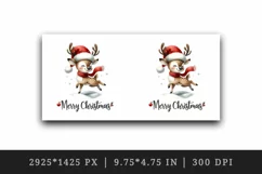 Watercolor cute reindeer Santa hat scarf snow Merry Christmas quote print 20 oz tumbler skinny mug wrap clipart t-shirt sublimation printable design