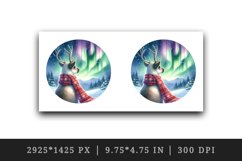 Watercolor cute reindeer scarf Northern Lights night sky Christmas print 20 oz tumbler skinny mug wrap clipart t-shirt sublimation printable design