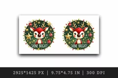 Watercolor cute reindeer Shine bright Christmas quote New Year winter print 20 oz tumbler skinny mug wrap clipart t-shirt sublimation printable design
