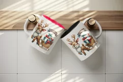 Watercolor cute reindeer sleigh presents Delivering joy Christmas quote print tumbler skinny mug wrap clipart t-shirt sublimation printable design