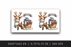 Watercolor cute reindeer sleigh presents Delivering joy Christmas quote print tumbler skinny mug wrap clipart t-shirt sublimation printable design