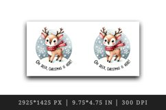 Watercolor cute reindeer snowflakes Oh Deer Christmas is Here quote print 20 oz tumbler skinny mug wrap clipart t-shirt sublimation printable design