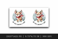 Watercolor cute reindeer snowflakes Oh Deer Christmas is Here quote print 20 oz tumbler skinny mug wrap clipart t-shirt sublimation printable design