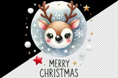 Watercolor cute reindeer snowflakes stars Merry Christmas quote print 20 oz tumbler skinny mug wrap clipart t-shirt sublimation printable design