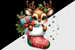 Watercolor cute reindeer snowman stocking Christmas tree New Year winter print tumbler skinny mug wrap clipart t-shirt sublimation printable design