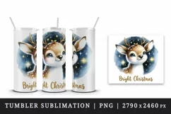 Watercolor cute reindeer starry sky sparkling Bright Christmas quote print 20 oz tumbler skinny mug wrap clipart t-shirt sublimation printable design