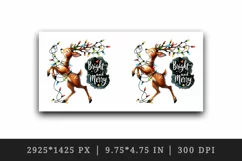 Watercolor cute reindeer twinkling lights Bright Merry Christmas quote print 20oz tumbler skinny mug wrap clipart t-shirt sublimation printable design
