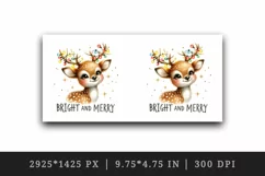 Watercolor cute reindeer twinkling lights Bright Merry Christmas quote print 20oz tumbler skinny mug wrap clipart t-shirt sublimation printable design