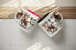 Watercolor cute reindeer twinkling lights Bright Merry Christmas quote print 20oz tumbler skinny mug wrap clipart t-shirt sublimation printable design