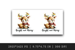 Watercolor cute reindeer twinkling lights Bright Merry Christmas quote print 20oz tumbler skinny mug wrap clipart t-shirt sublimation printable design