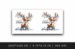 Watercolor cute reindeer twinkling lights Merry Christmas quote print 20 oz tumbler skinny mug wrap clipart t-shirt sublimation printable design