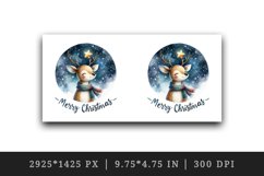 Watercolor cute reindeer twinkling star night Merry Christmas quote print 20 oz tumbler skinny mug wrap clipart t-shirt sublimation printable design
