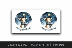 Watercolor cute reindeer twinkling star night Merry Christmas quote print 20 oz tumbler skinny mug wrap clipart t-shirt sublimation printable design