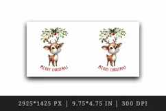 Watercolor cute reindeer under mistletoe Merry Christmas quote print 20 oz tumbler skinny mug wrap clipart t-shirt sublimation printable design