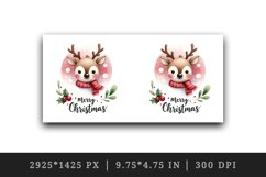 Watercolor cute reindeer wearing festive scarf Merry Christmas quote print 20 oz tumbler skinny mug wrap clipart t-shirt sublimation printable design